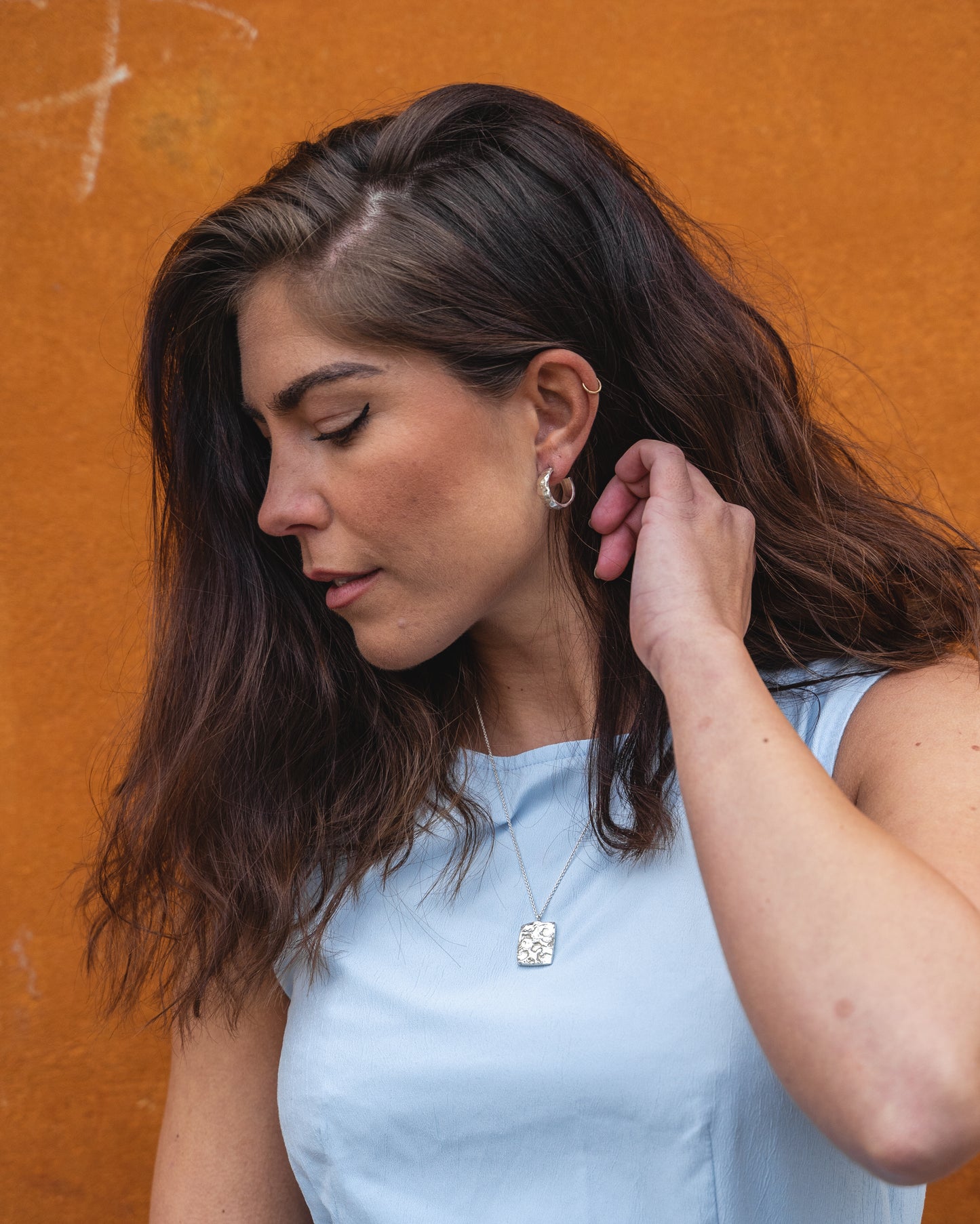 Marble Øreringe Sølv