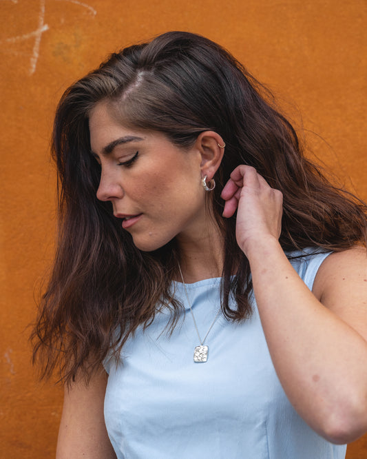 Marble Øreringe Sølv